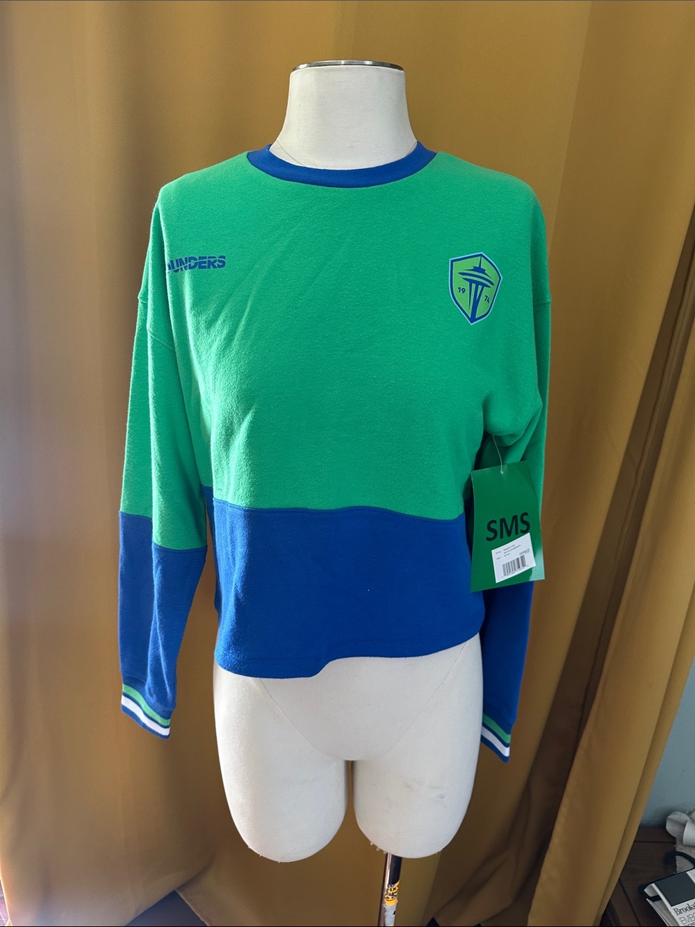 Unbranded Seattle Sounders Kids Colorblock Green & Blue Long-Sleeve Top